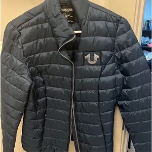 Women’s Navy True Religion Puffer Jacket.